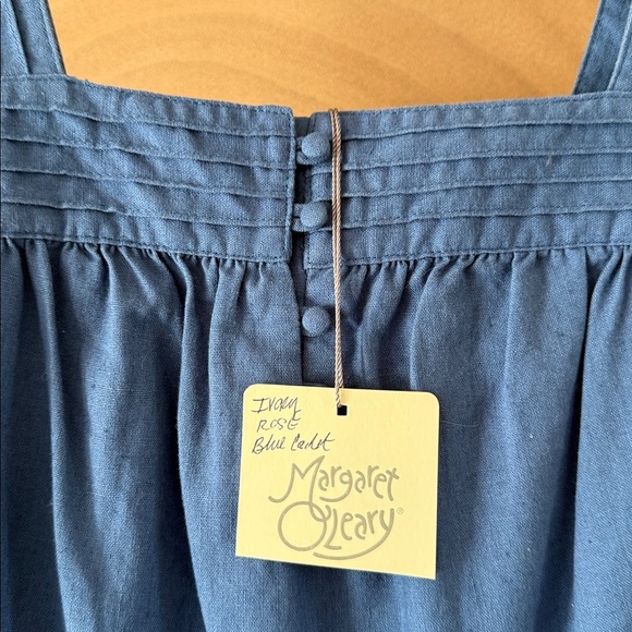 Margaret O’Leary Cotton Tiered Midi Dress Blue Sleeveless Strappy Size Small NWT - Picture 6 of 13